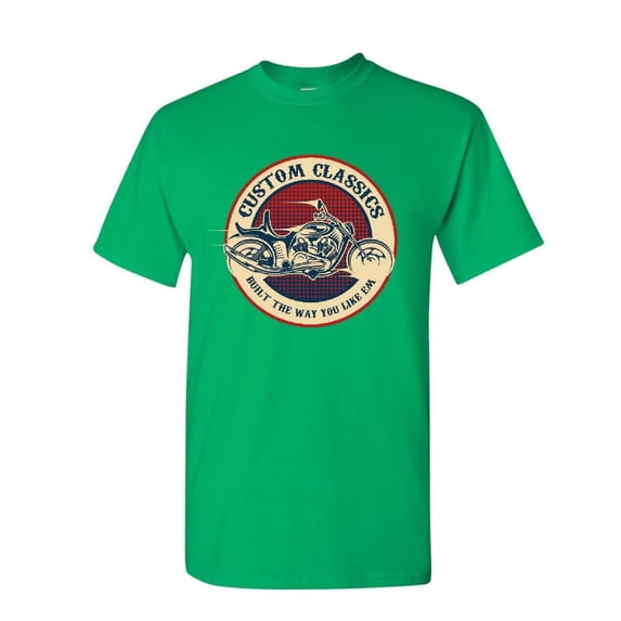 Tee Hunt Custom Classics T-Shirt Chopper Bobber Biker RTE 66 Live to Ride Mens Shirt, Green, 5X-Large