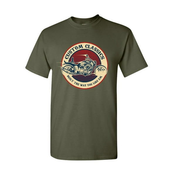 Tee Hunt Custom Classics T-Shirt Chopper Bobber Biker RTE 66 Live to Ride Mens Shirt, Military Green, XX-Large