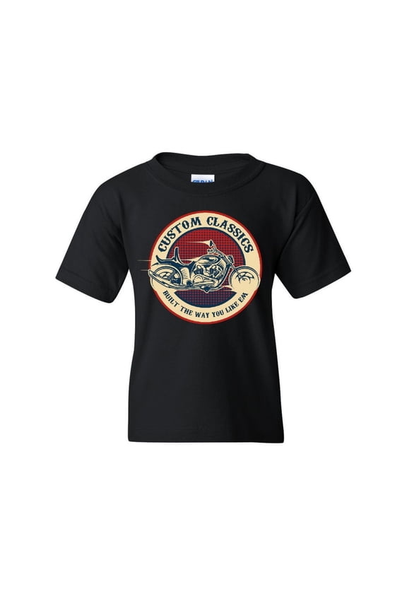 Custom Classics Youth T-Shirt Chopper Bobber Biker RTE 66 Live to Ride Kids Tee