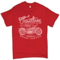 thumbnail image 1 of Tee Hunt Custom Motorcycles Road Tested T-Shirt Bobber Biker Gang MC Men's Tee, Red, Large, 1 of 5