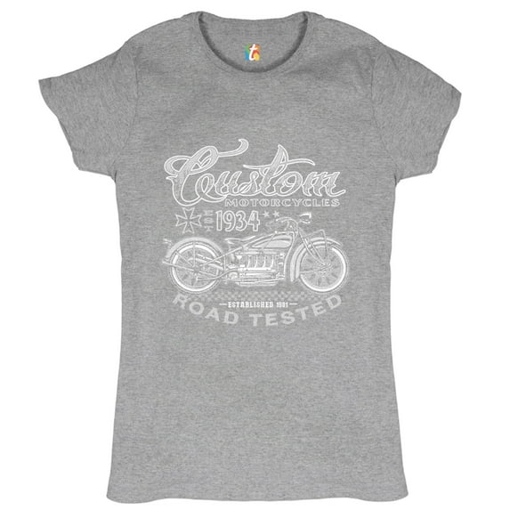 Tee Hunt Custom Motorcycles Road Tested T-Shrit Bobber Biker Gang MC Women's T-Shirt Tee, Gray, 3X-Large