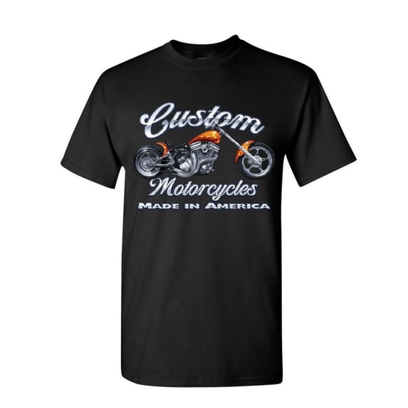 Tee Hunt Custom Motorcycles T-Shirt Biker Chopper American Tradition USA Mens Shirt, Black, 3X-Large