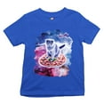 thumbnail image 1 of Tee Hunt Cute Cat Riding a Pizza in Galaxy Youth T-Shirt Funny Kitty Space Kitten Kids, Blue, Medium, 1 of 5