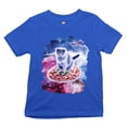 thumbnail image 1 of Tee Hunt Cute Cat Riding a Pizza in Galaxy Youth T-Shirt Funny Kitty Space Kitten Kids, Blue, Small, 1 of 5