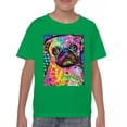 thumbnail image 1 of Tee Hunt Cute Pug Puppy Youth T-Shirt Dean Russo Colorful Neon Mosaic Dog Kids, Green, X-Large, 1 of 5