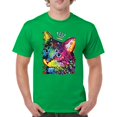 thumbnail image 1 of Tee Hunt Cute Thinking Crowned Cat T-Shirt Dean Russo Colorful Kitte Men's Tee, Green, 3X-Large, 1 of 5