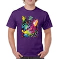 thumbnail image 1 of Tee Hunt Cute Thinking Crowned Cat T-Shirt Dean Russo Colorful Kitte Men's Tee, Purple, 4X-Large, 1 of 5