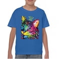 thumbnail image 1 of Tee Hunt Cute Thinking Crowned Cat Youth T-Shirt Dean Russo Colorful Kitte Kids, Blue, X-Large, 1 of 5