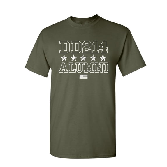 Tee Hunt DD214 Alumni T-Shirt Patriotic Military Soldier Veteran US Flag Mens Shirt, Military Green, XX-Large