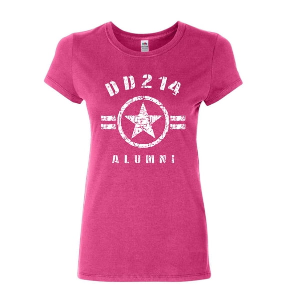 Tee Hunt DD214 Alumni Women's T-Shirt Military Service Veteran American Patriot Shirt, Pink, XX-Large