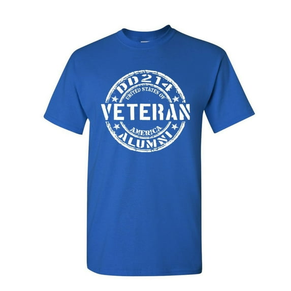 Tee Hunt DD214 Veteran T-Shirt Military Service Duty Support Our Troops Mens Shirt, Blue, Small