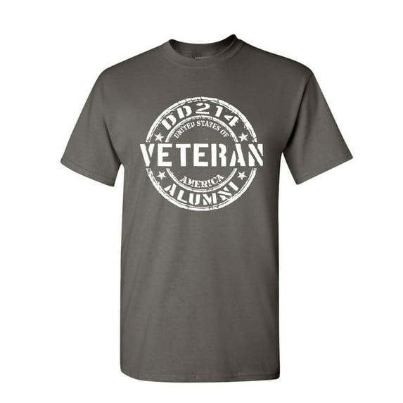 Tee Hunt DD214 Veteran T-Shirt Military Service Duty Support Our Troops Mens Shirt, Charcoal, Small
