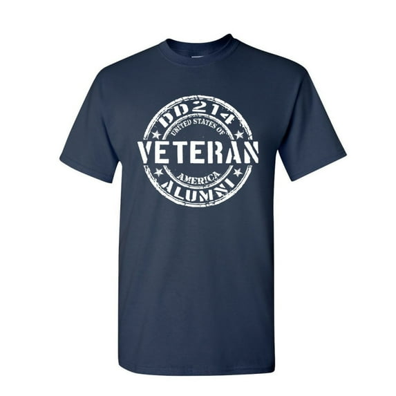 Tee Hunt DD214 Veteran T-Shirt Military Service Duty Support Our Troops Mens Shirt, Navy Blue, Large