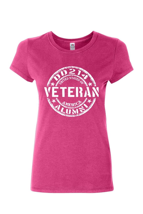 DD214 Veteran Women's T-Shirt Military Service Duty Support Our Troops Shirt, Pink, Large