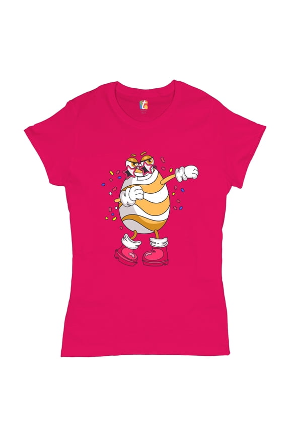 Dabbing Egg T-Shirt Dab Dance Easter Party Holiday Egg Hunt Women's T-Shirt Tee, Pink, Small