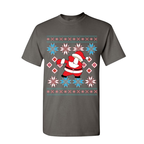 Tee Hunt Dabbing Santa Ugly Sweatshirt T-Shirt Christmas Xmas Holiday Dab Mens Shirt, Charcoal, Medium