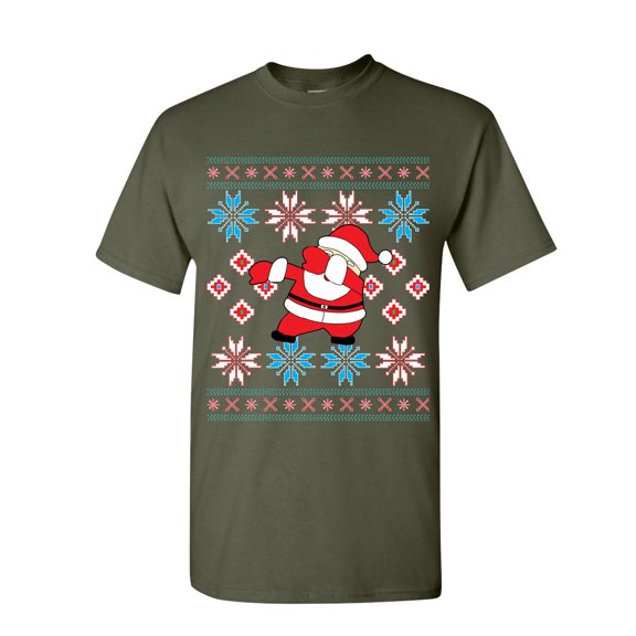 Tee Hunt Dabbing Santa Ugly Sweatshirt T-Shirt Christmas Xmas Holiday Dab Mens Shirt, Military Green, X-Large