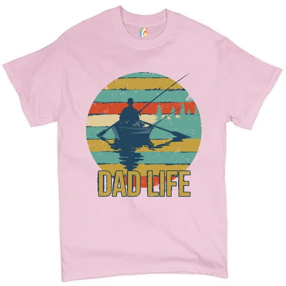 Tee Hunt Dad Life T-Shirt Fatherhood Outdoorsman Fishing Father's Day Men's Tee, Light Pink, Large