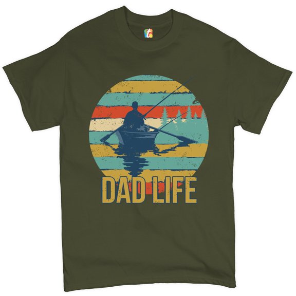 Tee Hunt Dad Life T-Shirt Fatherhood Outdoorsman Fishing Father's Day Men's Tee, Military Green, X-Large
