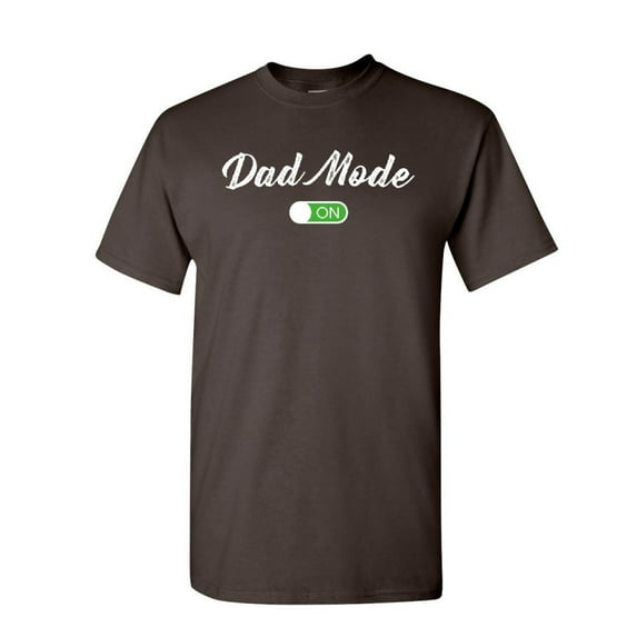 Tee Hunt Dad Mode ON T-Shirt Funny Father's Day Fatherhood Son Daughter Mens Shirt, Brown, 3X-Large