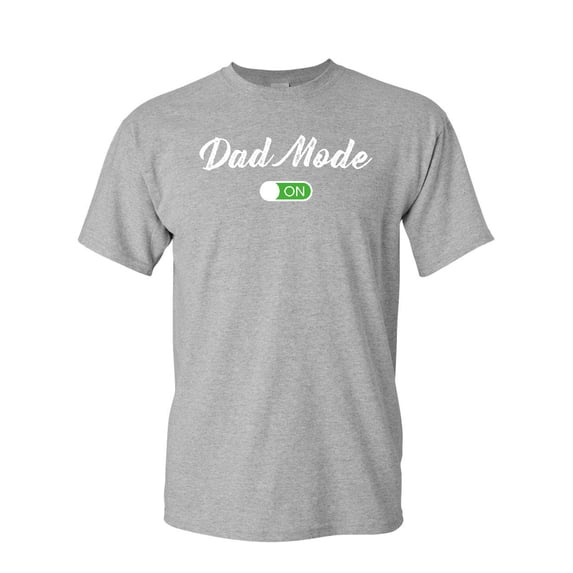 Tee Hunt Dad Mode ON T-Shirt Funny Father's Day Fatherhood Son Daughter Mens Shirt, Gray, 3X-Large
