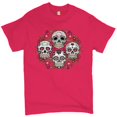 thumbnail image 1 of Tee Hunt Day of The Dead Floral Sugar Skulls T-Shirt Dia de Los Muertos Men's Tee, Hot Pink, 4X-Large, 1 of 5