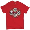 thumbnail image 1 of Tee Hunt Day of The Dead Floral Sugar Skulls T-Shirt Dia de Los Muertos Men's Tee, Red, 5X-Large, 1 of 5