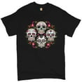 thumbnail image 1 of Tee Hunt Day of The Dead Floral Sugar Skulls T-Shirt Dia de Los Muertos Men's Tee, 1 of 5