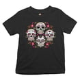 thumbnail image 1 of Tee Hunt Day of The Dead Floral Sugar Skulls Youth T-Shirt Dia de Los Muertos Kids, Black, X-Large, 1 of 5