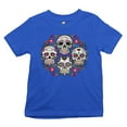 thumbnail image 1 of Tee Hunt Day of The Dead Floral Sugar Skulls Youth T-Shirt Dia de Los Muertos Kids, Blue, X-Large, 1 of 5