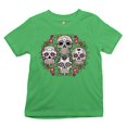 thumbnail image 1 of Tee Hunt Day of The Dead Floral Sugar Skulls Youth T-Shirt Dia de Los Muertos Kids, Green, Small, 1 of 5