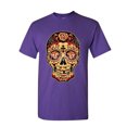 thumbnail image 1 of Tee Hunt Day of The Dead Sugar Skull T-Shirt Gold Calavera Dia de Muertos Mens Shirt, Purple, X-Large, 1 of 5