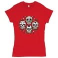 thumbnail image 1 of Tee Hunt Day of the Dead Floral Sugar Skulls T-Shrit Dia de los Muertos Women's T-Shirt Tee, Red, X-Large, 1 of 5