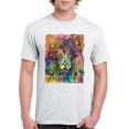 thumbnail image 1 of Tee Hunt Dean Russo Colorful Lion Head T-Shirt Wild Life King Roar Men's Tee, Ash Gray, 3X-Large, 1 of 5