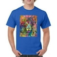thumbnail image 1 of Tee Hunt Dean Russo Colorful Lion Head T-Shirt Wild Life King Roar Men's Tee, Blue, Small, 1 of 5