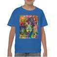 thumbnail image 1 of Tee Hunt Dean Russo Colorful Lion Head Youth T-Shirt Wild Life King Roar Kids, Blue, Large, 1 of 5