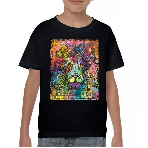 Tee Hunt Dean Russo Colorful Lion Head Youth T-Shirt Wild Life King Roar Kids