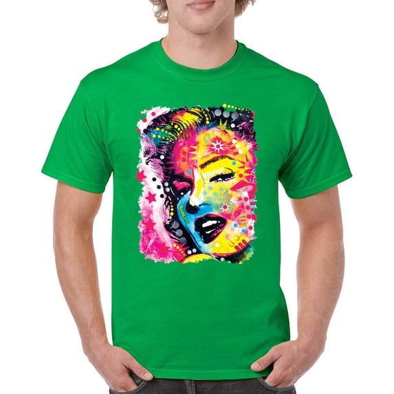 Tee Hunt Dean Russo Colorful Marilyn T-Shirt Neon Hot Symbol Starlet Men's Tee, Green, 3X-Large