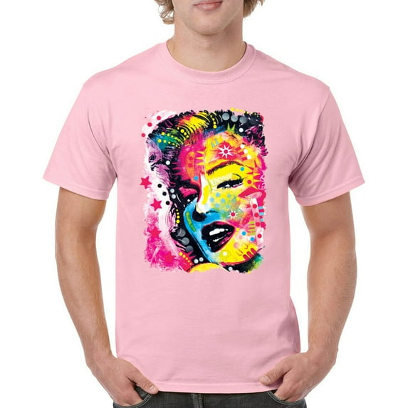 Tee Hunt Dean Russo Colorful Marilyn T-Shirt Neon Hot Symbol Starlet Men's Tee, Light Pink, X-Large