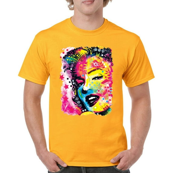 Tee Hunt Dean Russo Colorful Marilyn T-Shirt Neon Hot Symbol Starlet Men's Tee, Yellow, XX-Large
