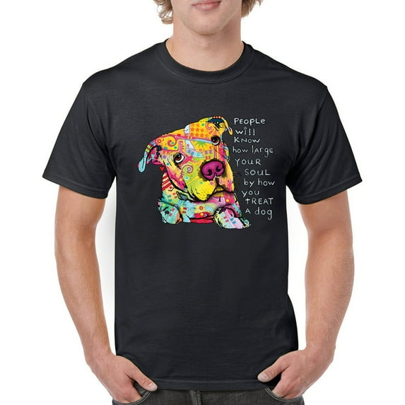 Tee Hunt Dean Russo Colorful Neon Dog T-Shirt How Your Soul is Men's Tee, Black, 4X-Large