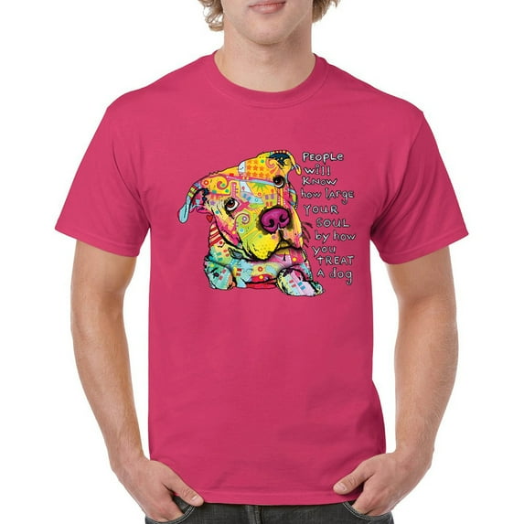 Tee Hunt Dean Russo Colorful Neon Dog T-Shirt How Your Soul is Men's Tee, Hot Pink, Medium