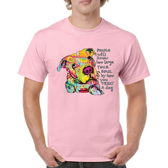 Tee Hunt Dean Russo Colorful Neon Dog T-Shirt How Your Soul is Men's Tee, Light Pink, X-Large