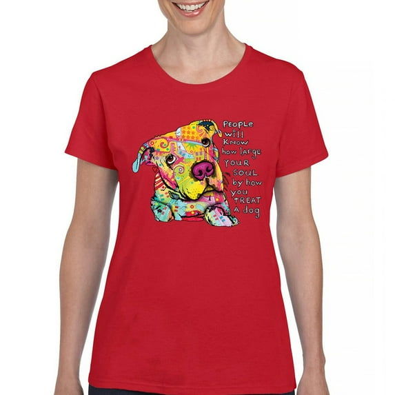 Tee Hunt Dean Russo Colorful Neon Dog T-Shirt How Your Soul is Women's T-Shirt Tee, Red, XX-Large