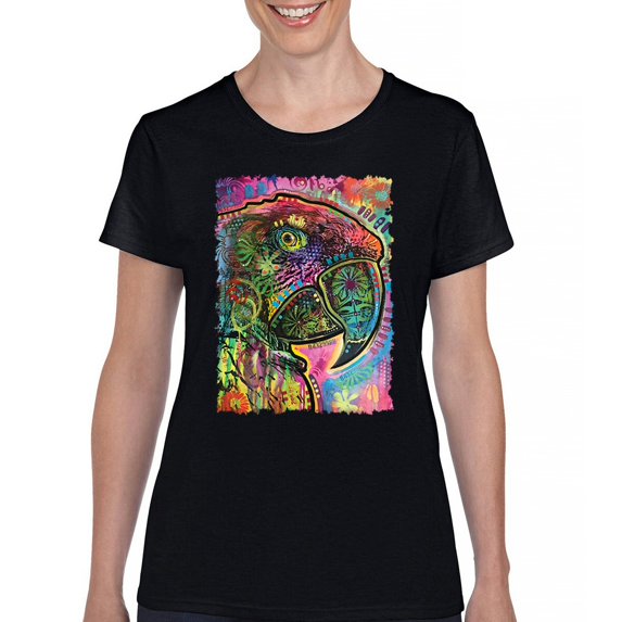 Tee Hunt Dean Russo Colorful Parrot T-Shirt Exotic Bird Beak Feather Women's T-Shirt Tee
