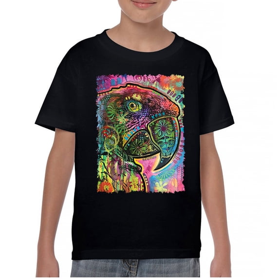 Tee Hunt Dean Russo Colorful Parrot Youth T-Shirt Exotic Bird Beak Feather Kids