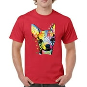 Tee Hunt Dean Russo Cute Chihuahua T-Shirt Neon Colorful Dog Men's Tee, Red, Medium