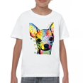 thumbnail image 1 of Tee Hunt Dean Russo Cute Chihuahua Youth T-Shirt Neon Colorful Dog Kids, White, Medium, 1 of 5