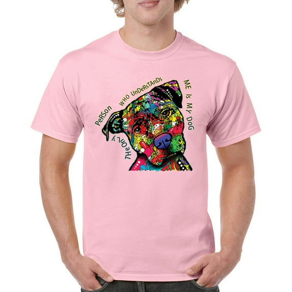 Tee Hunt Dean Russo Cute Dog T-Shirt Only Person Who Understands Me Men's Tee, Light Pink, Small