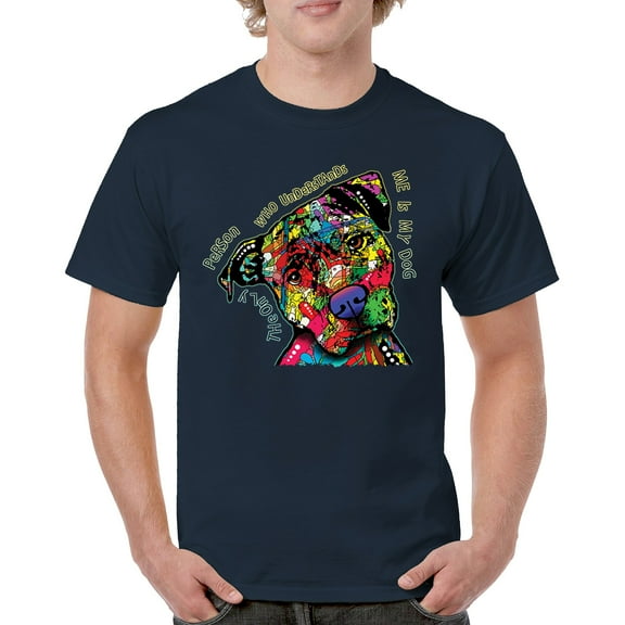 Tee Hunt Dean Russo Cute Dog T-Shirt Only Person Who Understands Me Men's Tee, Navy Blue, Medium